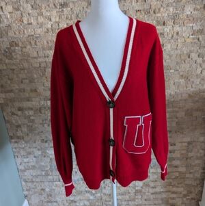 Urban Outfitters Uni-Varsity Cardigan UO Collegiate Red Patch Sweater Sz XS